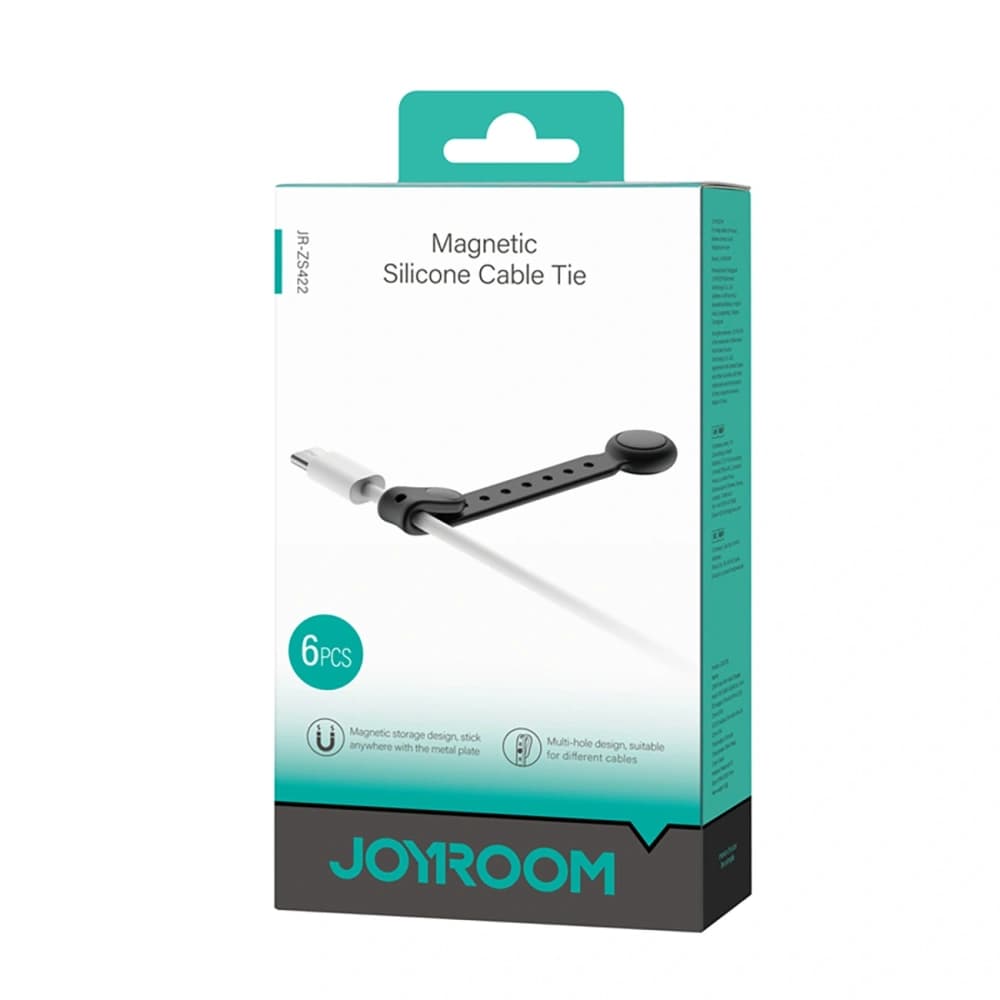 Joyroom JR-ZS422 Silicone Cable Strap with Magnet Black [6 PACK] - 4