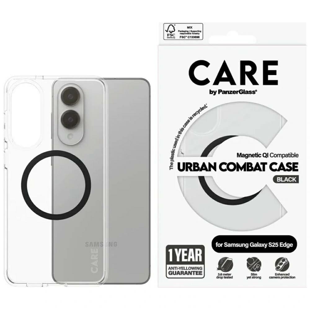 CARE von PanzerGlass Flagship Urban Combat Schwarz QI Samsung Galaxy S25 Edge klar - 1