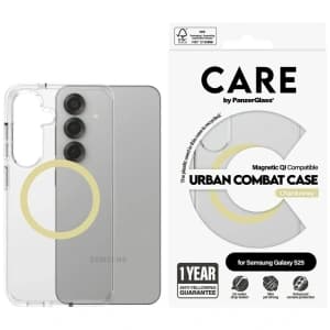 CARE von PanzerGlass Flagship Urban Combat Chardonnay QI Samsung Galaxy S25 klar