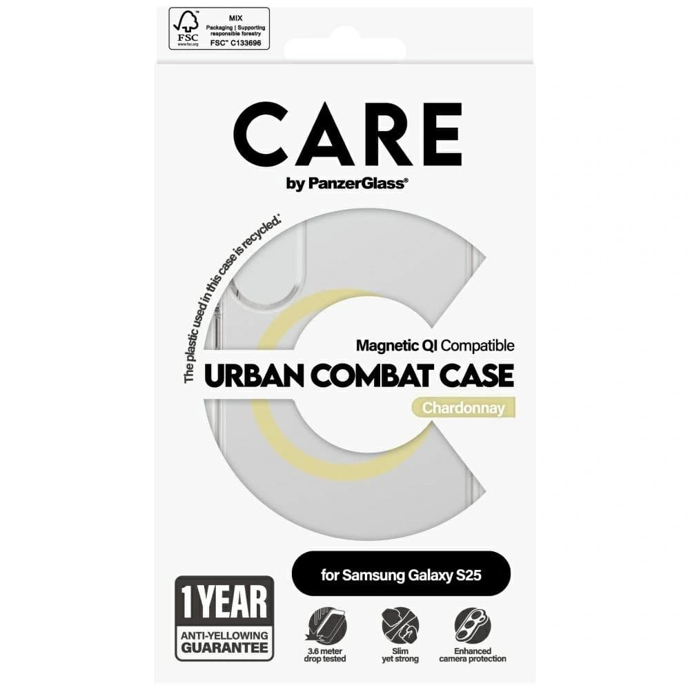 CARE von PanzerGlass Flagship Urban Combat Chardonnay QI Samsung Galaxy S25 klar - 4