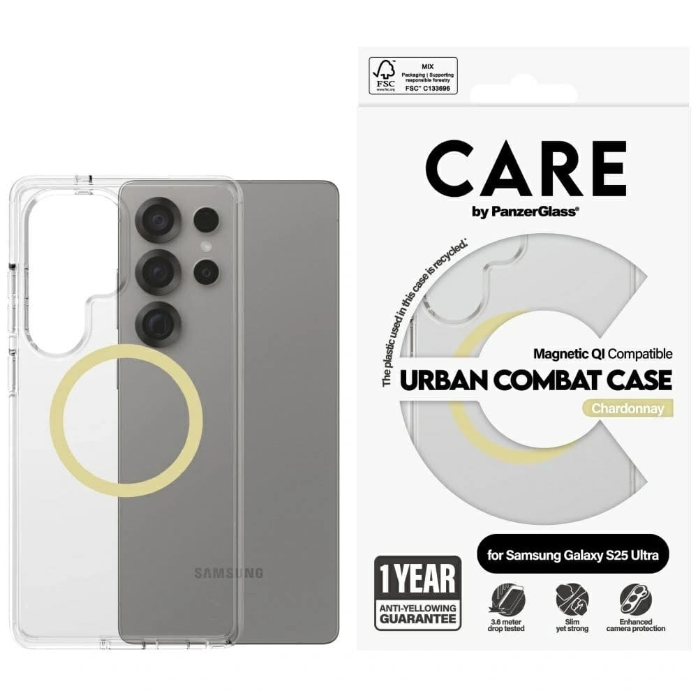 CARE von PanzerGlass Flagship Urban Combat Chardonnay QI Samsung Galaxy S25 Ultra klar - 1