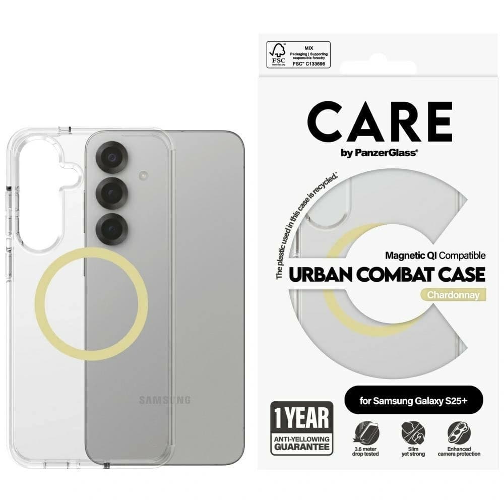 CARE von PanzerGlass Flagship Urban Combat Chardonnay QI Samsung Galaxy S25+ Plus klar - 1