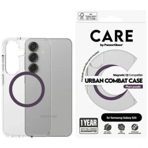 CARE von PanzerGlass Flagship Urban Combat Purple QI Samsung Galaxy S25 klar