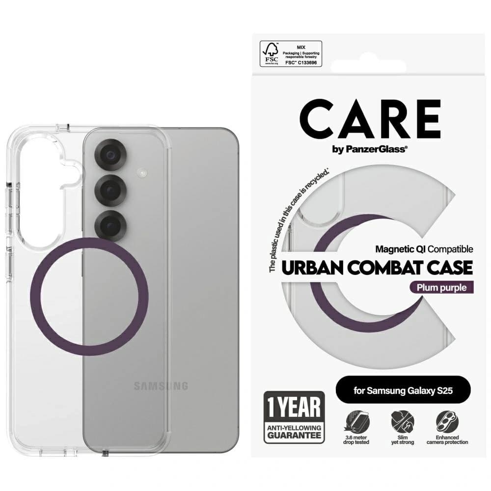 CARE von PanzerGlass Flagship Urban Combat Purple QI Samsung Galaxy S25 klar - 1