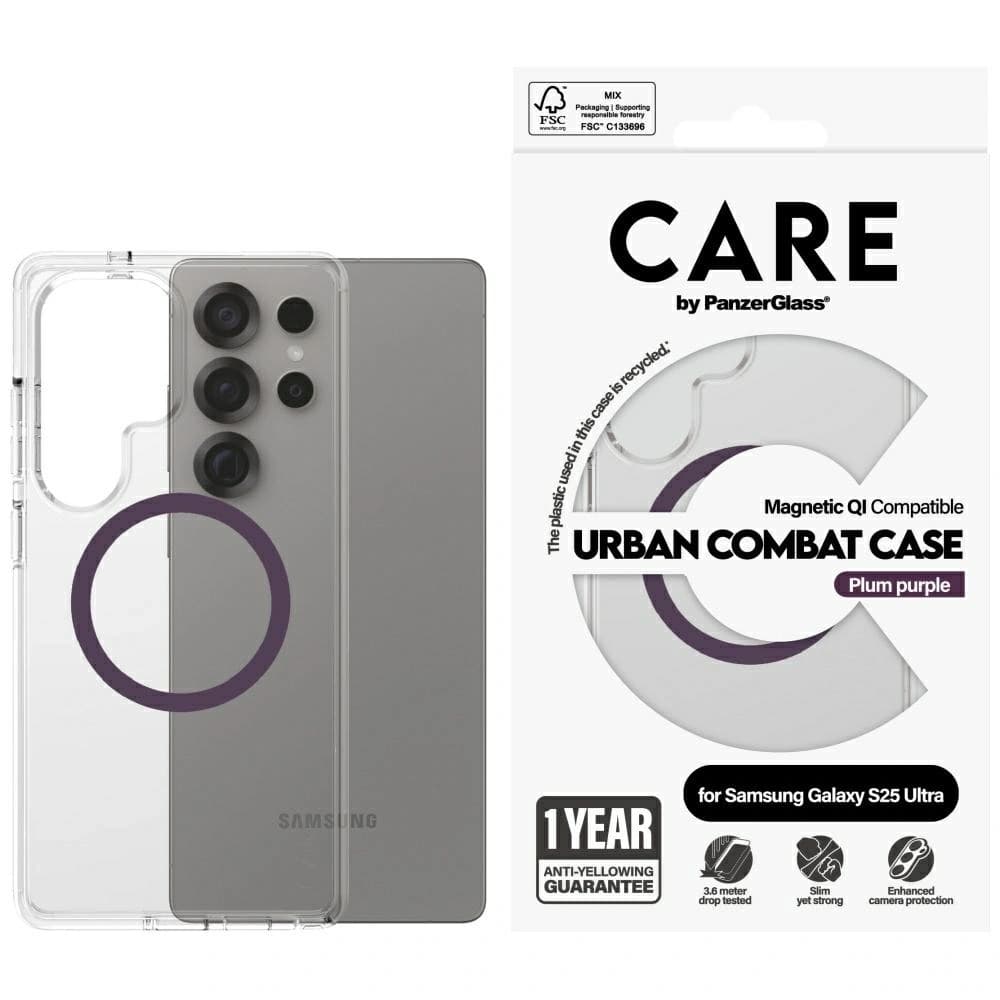 CARE von PanzerGlass Flagship Urban Combat Purple QI Samsung Galaxy S25 Ultra klar - 1