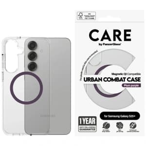 CARE von PanzerGlass Flagship Urban Combat Purple QI Samsung Galaxy S25+ Plus klar
