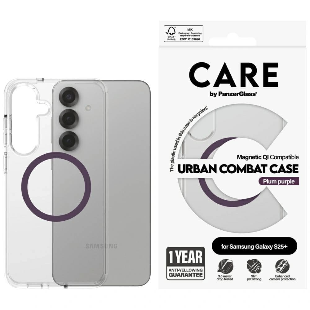CARE von PanzerGlass Flagship Urban Combat Purple QI Samsung Galaxy S25+ Plus klar - 1