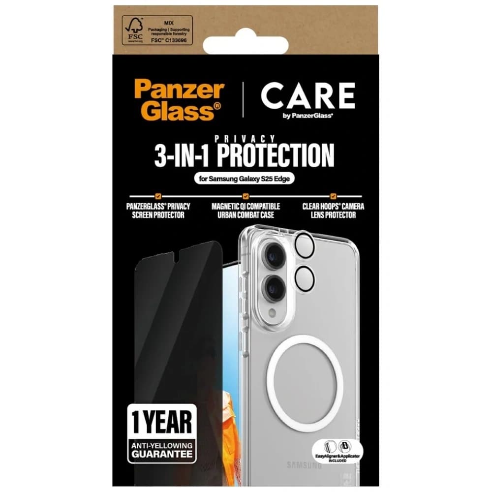 Schutzhülle 3in1 Set + Privacy-Glas für den Bildschirm + Glas für die Kamera CARE von PanzerGlass Flagship für Samsung Galaxy S25 Edge - 4