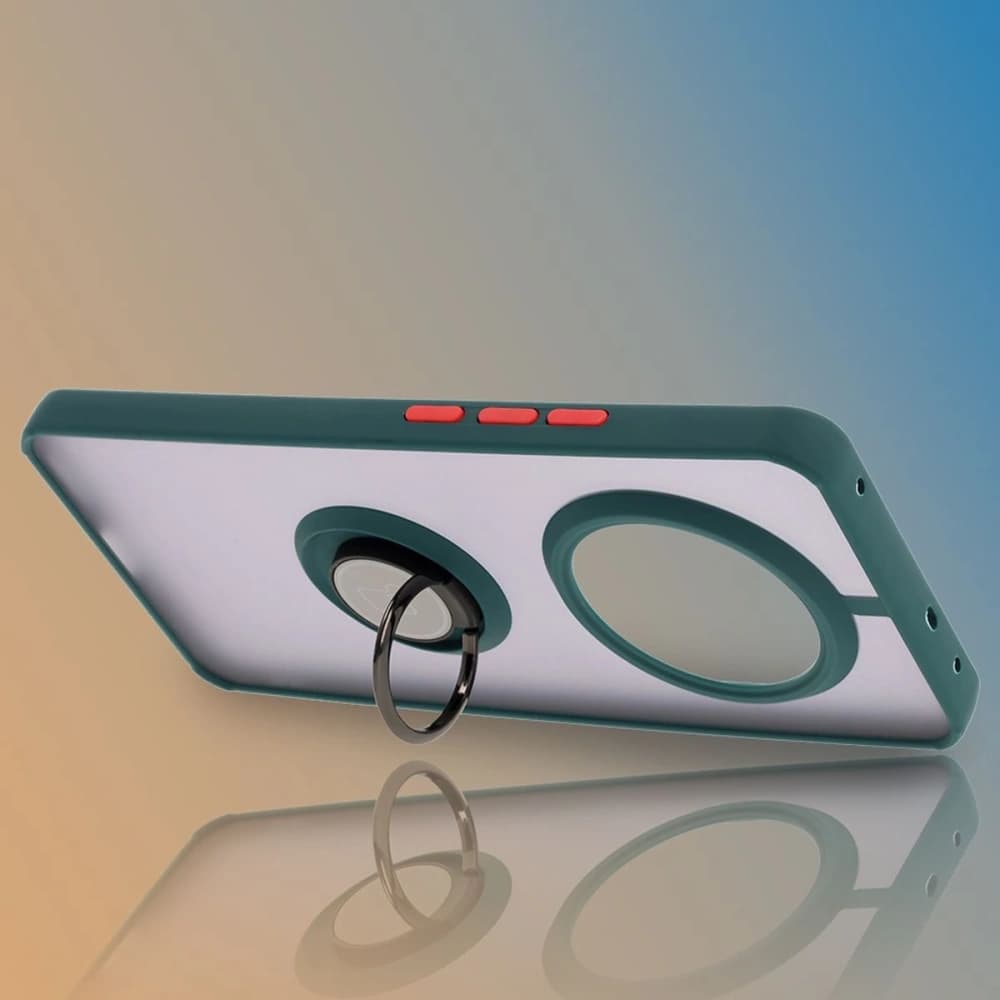 Bizon Case Hybrid Ring Realme 14 Pro 5G smoky with a dark green frame - 6