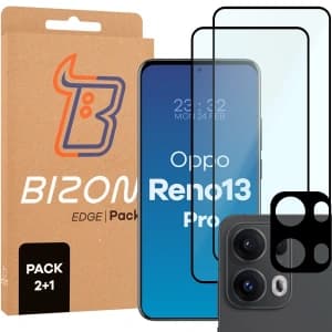 Bizon Edge 2 Pack 2x tempered glass + 1x lens protection Oppo Reno13 Pro