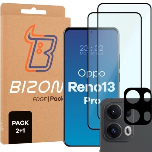 Bizon Edge 2 Pack 2x tempered glass + 1x lens protection Oppo Reno13 Pro
