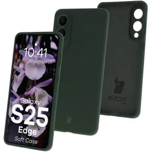 Silikonowe etui Bizon Soft Case do Samsung Galaxy S25 Edge ciemnozielone
