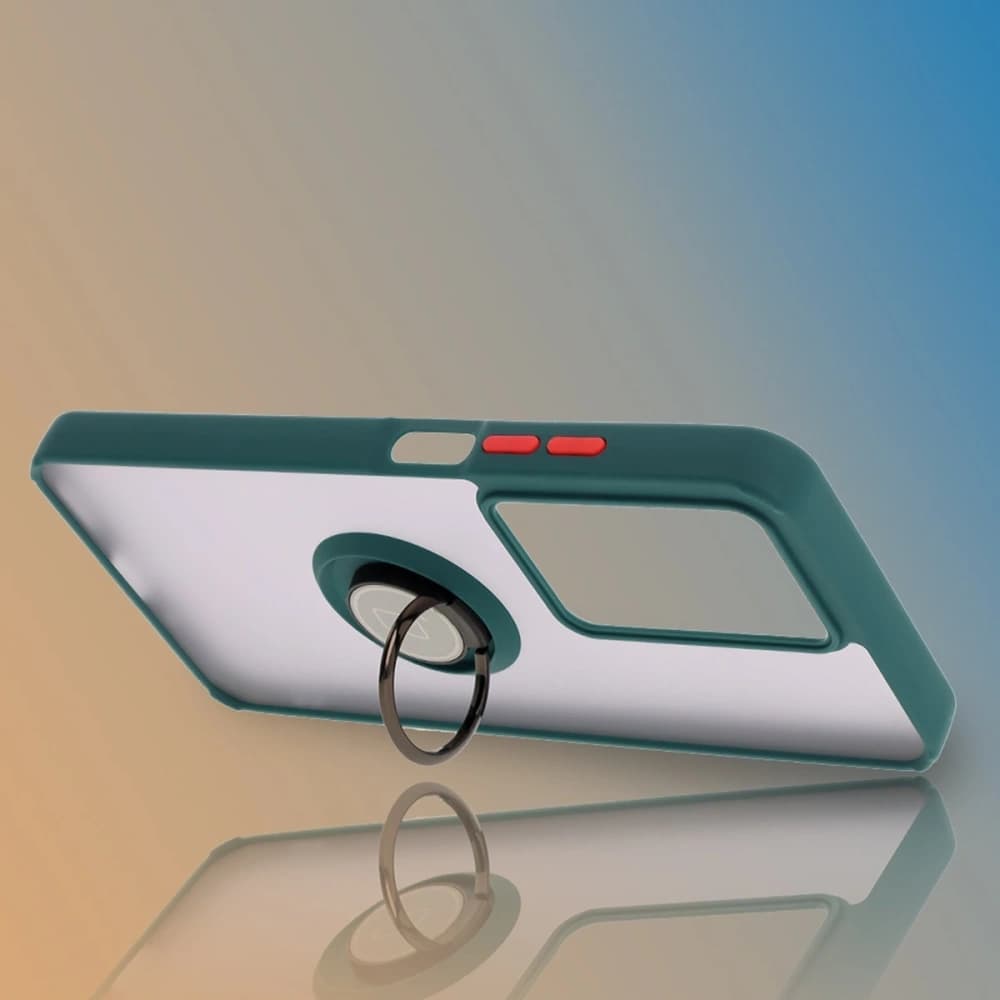 Bizon Case Hybrid Ring Realme C75 4G / 14x 5G smoky with a dark green frame - 6