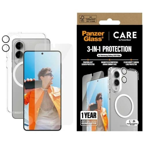 CARE von PanzerGlass Flagship 3in1 Set Samsung Galaxy S25 Edge