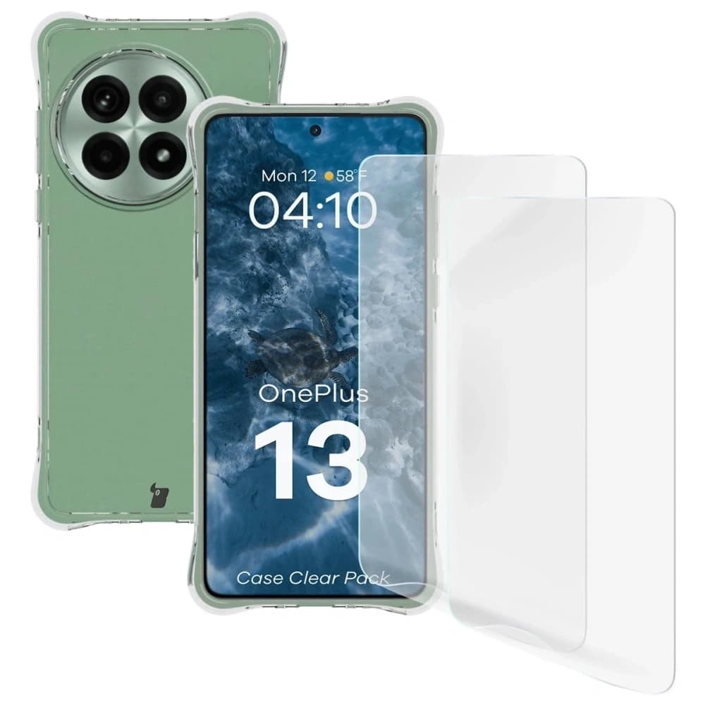 Bizon Case Clear Pack flexible case + 2x screen film OnePlus 13 - 1