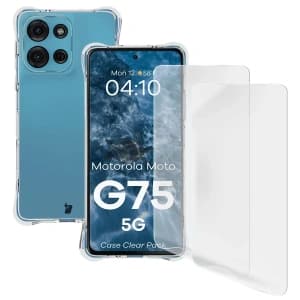 Bizon Case Clear Pack flexibles Gehäuse + 2x Bildschirmfolie Motorola Moto G75 5G