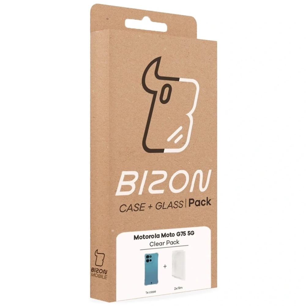 Bizon Case Clear Pack flexibles Gehäuse + 2x Bildschirmfolie Motorola Moto G75 5G - 9