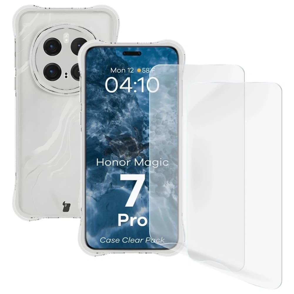 Bizon Case Clear Pack flexible case + 2x screen film Honor Magic7 Pro - 1