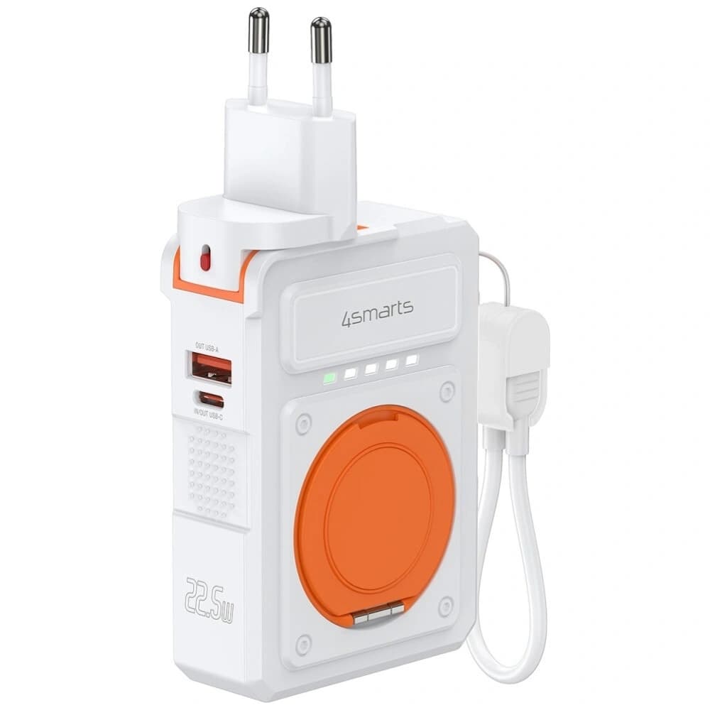 4smarts Hybrid-Ladegerät 6in1 USB-C / USB-A PD 22,5W mit einer 10000mAh Powerbank, Qi Wireless Charging, weißem USB-C-Kabel - 3