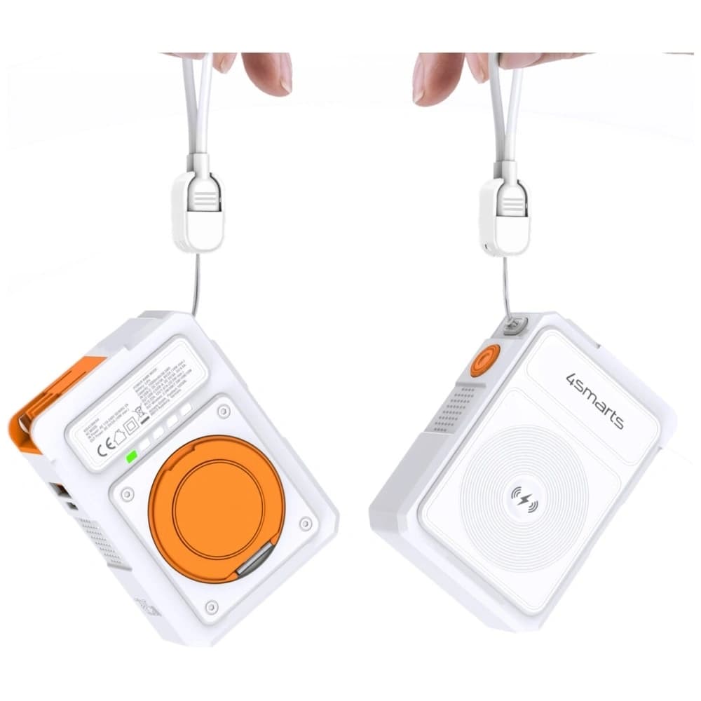 4smarts Hybrid-Ladegerät 6in1 USB-C / USB-A PD 22,5W mit einer 10000mAh Powerbank, Qi Wireless Charging, weißem USB-C-Kabel - 6