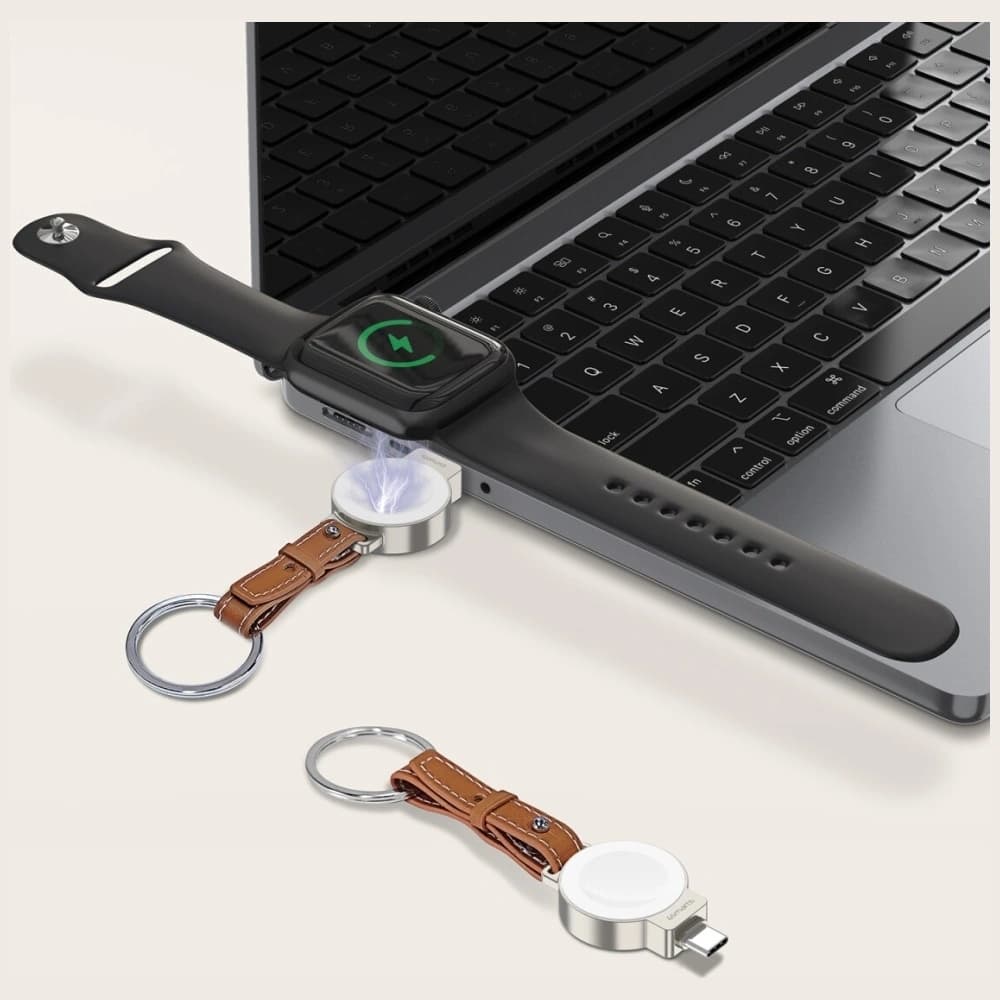 4smarts USB-C Induktionsladegerät für Apple Watch mit Schlüsselanhänger Silber - 7