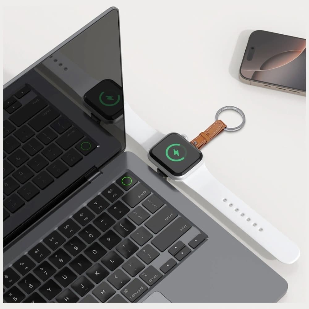 4smarts USB-C Induktionsladegerät für Apple Watch mit Schlüsselanhänger Silber - 8