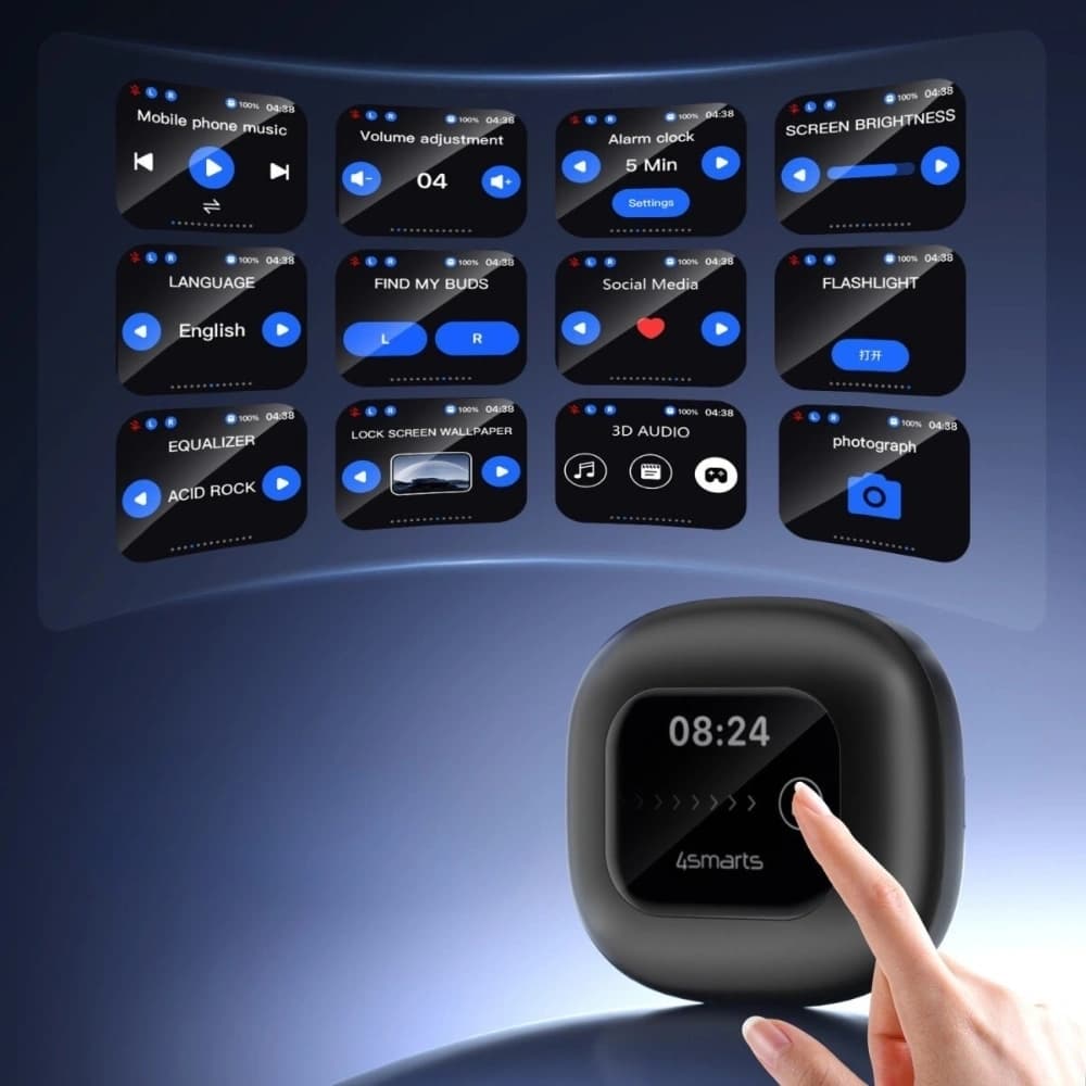 4smarts SkyBuds OWS Open-Ear Bluetooth-Kopfhörer mit KI-Bildschirm Schwarz - 7