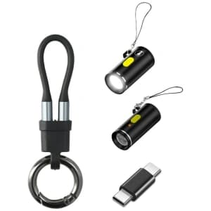 4smarts Explorer 4-in-1 accessory set USB-C keychain cable, USB-C / USB-C adapter, USB-C lighter, USB-C flashlight black