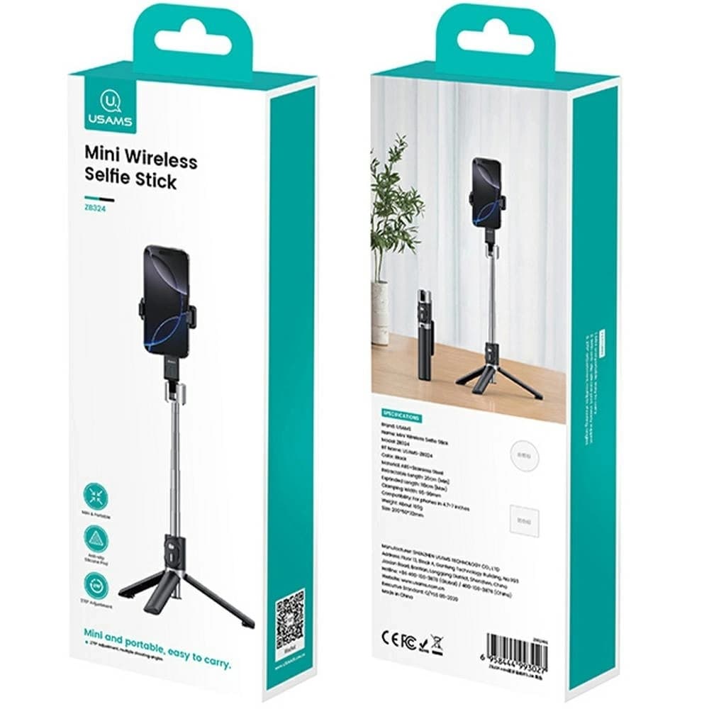 USAMS ZB324 Mini Wireless Selfie-Stick Schwarz - 5