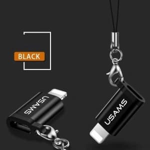 USAMS US-SJ152 microUSB / Lightning adapter with strap black