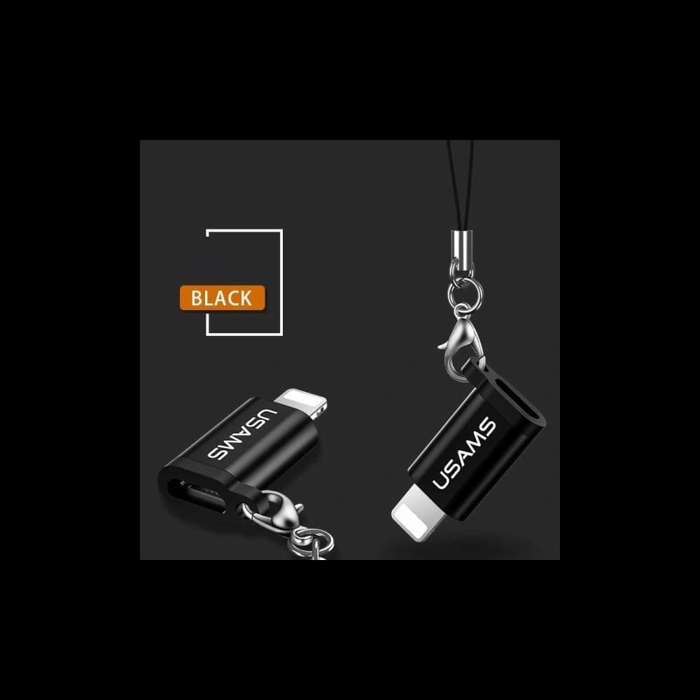 USAMS US-SJ152 microUSB / Lightning Adapter mit Band schwarz - 1