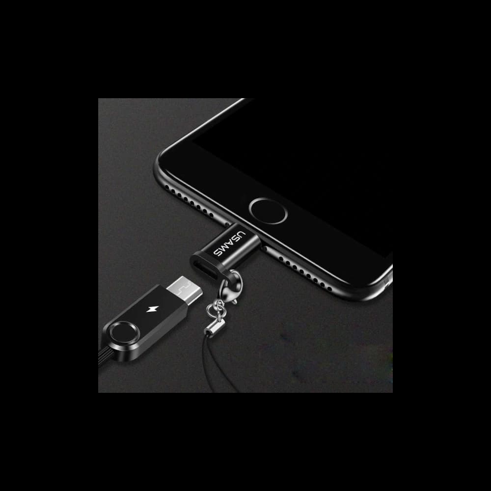 USAMS US-SJ152 microUSB / Lightning Adapter mit Band schwarz - 2