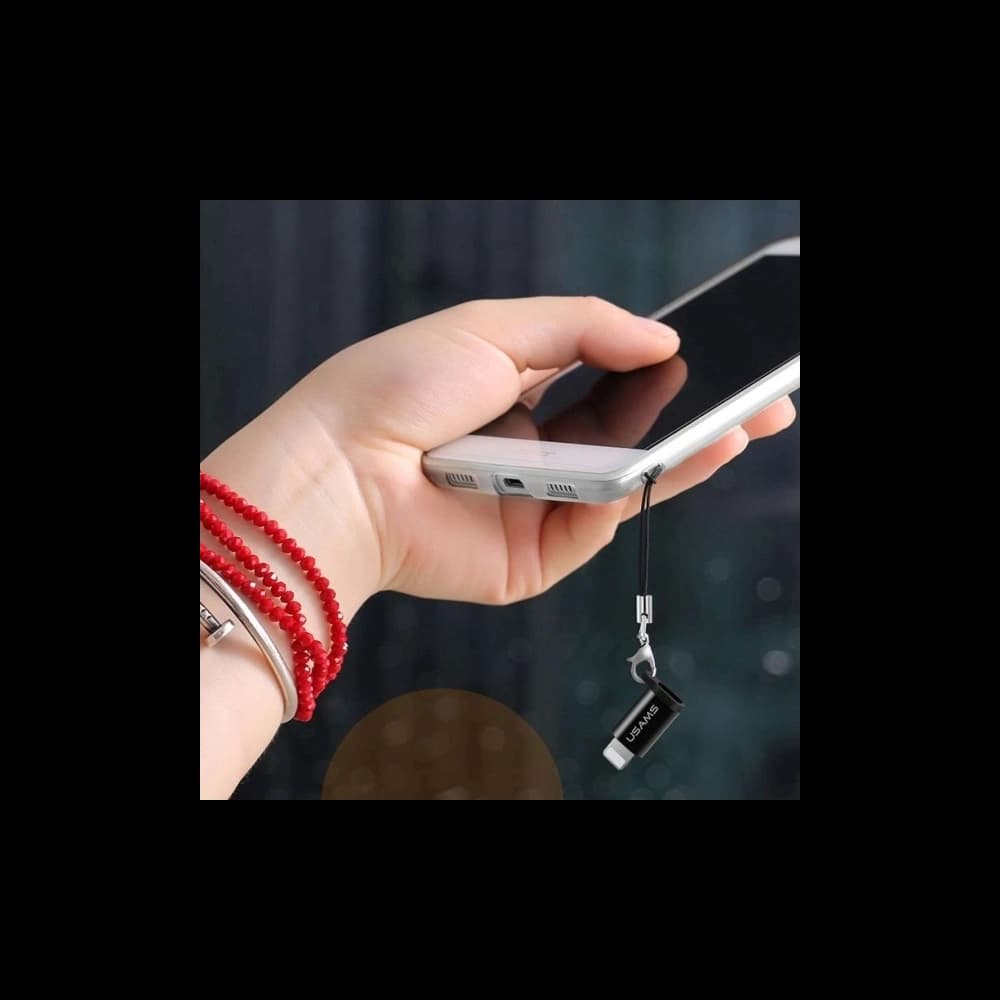 USAMS US-SJ152 microUSB / Lightning Adapter mit Band schwarz - 3