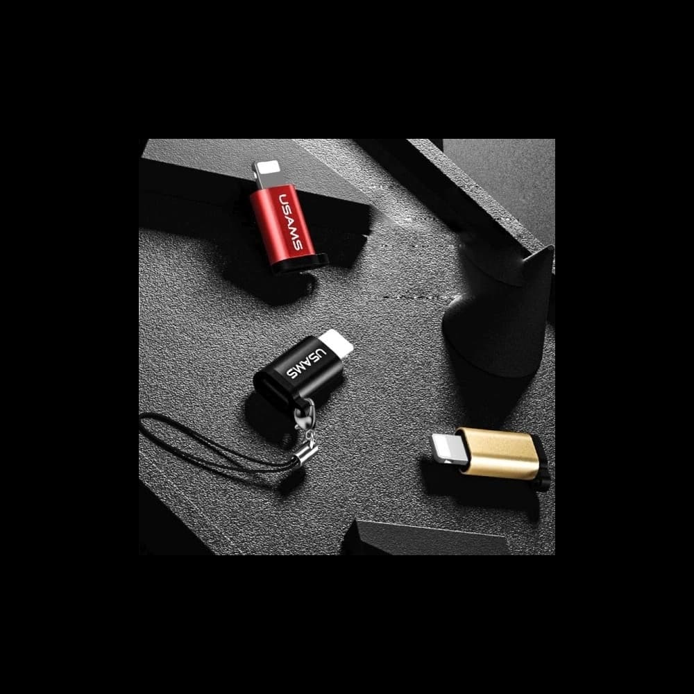 USAMS US-SJ152 microUSB / Lightning Adapter mit Band schwarz - 4
