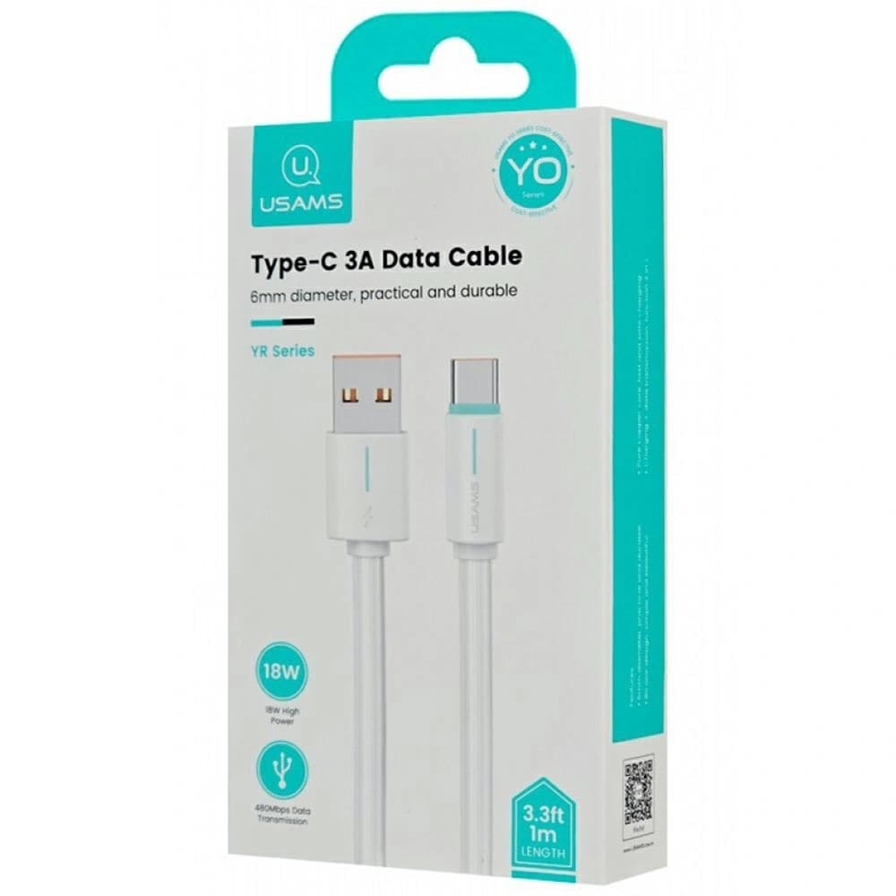 USAMS YU Series US-SJ732 USB-A / USB-C Cable 3A 1m White - 2