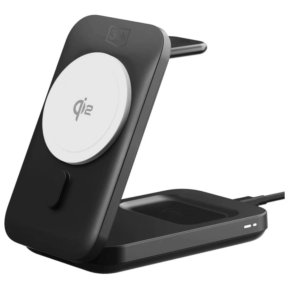3MK MagRocket 3-in-1 15W Qi2 MPP Black Wireless Charger - 5