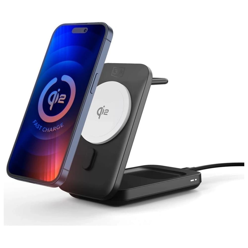 3MK MagRocket 3-in-1 15W Qi2 MPP Black Wireless Charger - 7