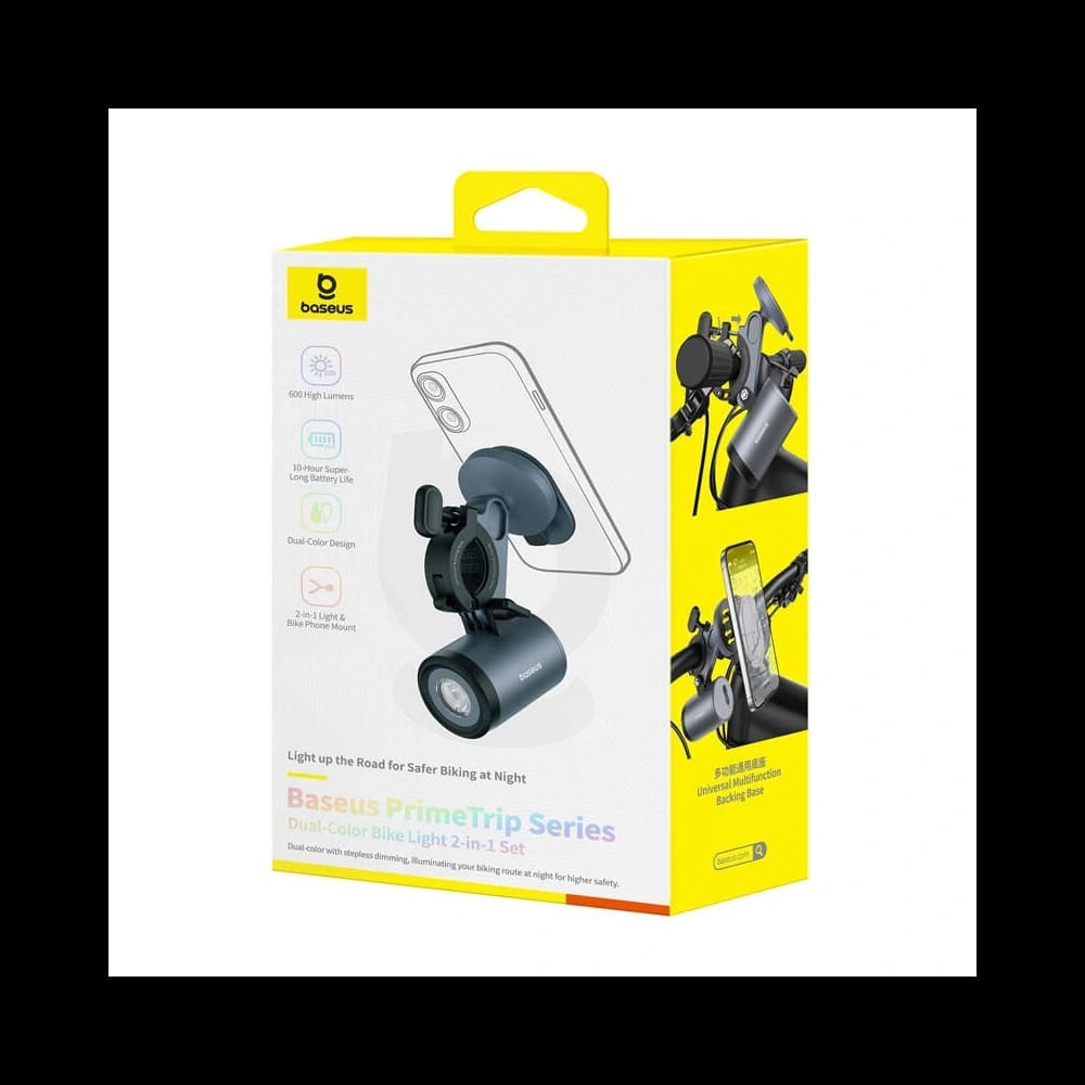 Uchwyt rowerowy Baseus PrimeTrip 2w1 uchwyt na telefon + latarka 600lm USB-C (czarny) - 7