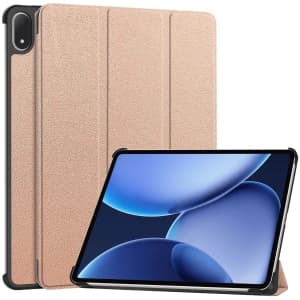 Etui z klapką Bizon Case Tab Croc do OnePlus Pad 3 / 2 Pro / OPPO Pad 4 / 4 Pro różowozłote