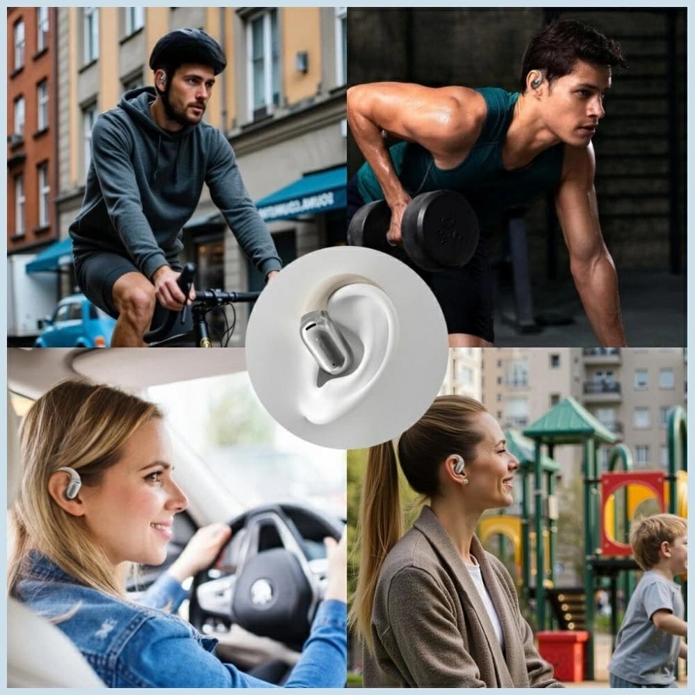 4smarts SkyBuds OWS Wireless Open-Ear Headphones Bluetooth 5.4 with AI Screen Beige - 9