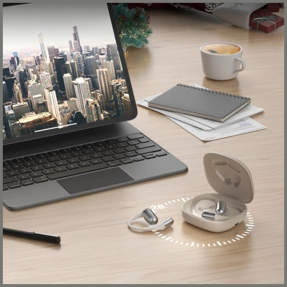 4smarts SkyBuds OWS Wireless Open-Ear Headphones Bluetooth 5.4 with AI Screen Beige - 10