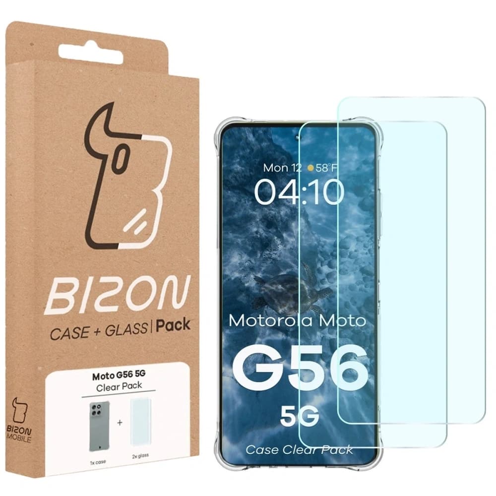 Bizon Case Clear Pack case + 2x tempered glass Motorola Moto G56 5G - 9