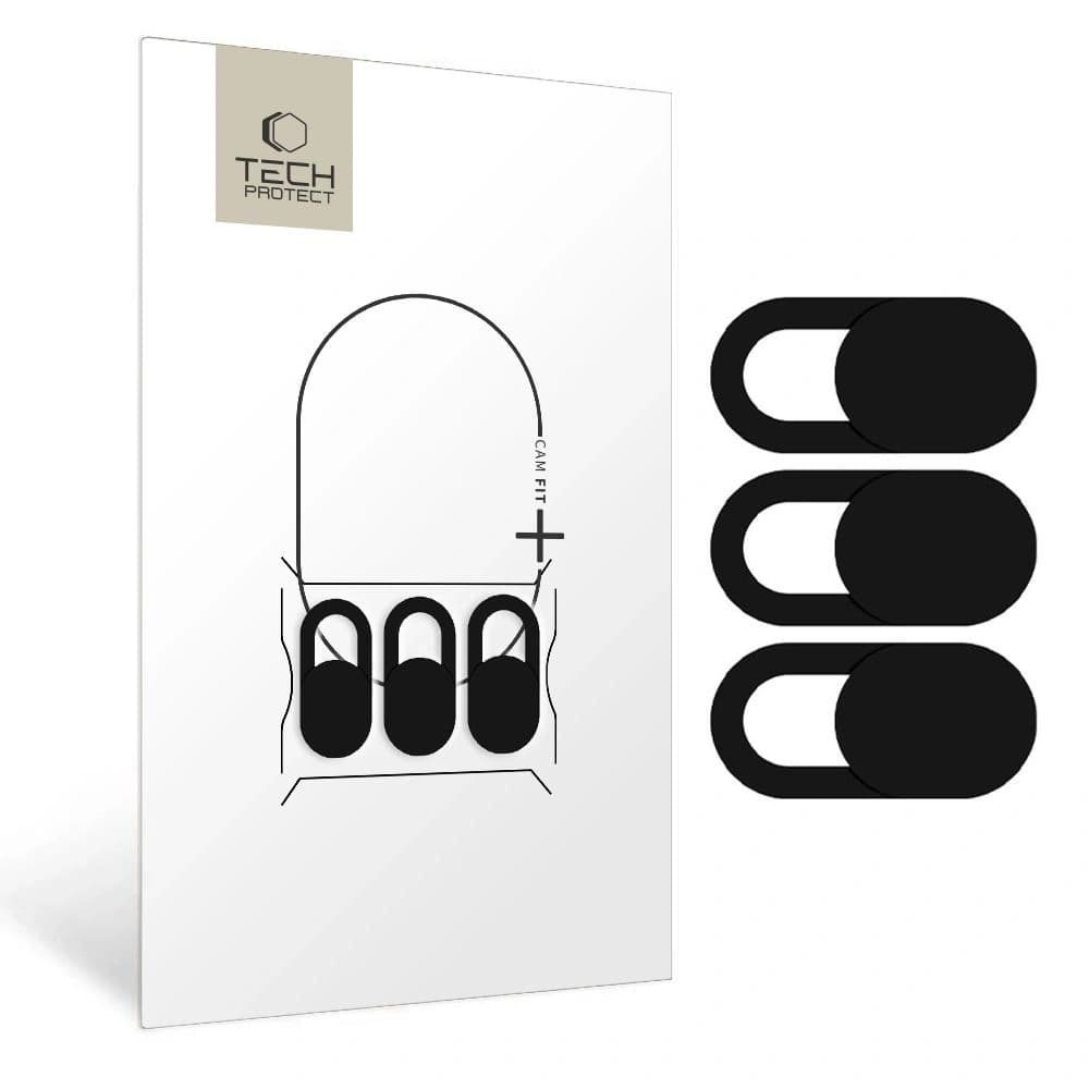 Tech-Protect Cam Fit+ Laptop Webcam Cover Black [3 PACK] - 1