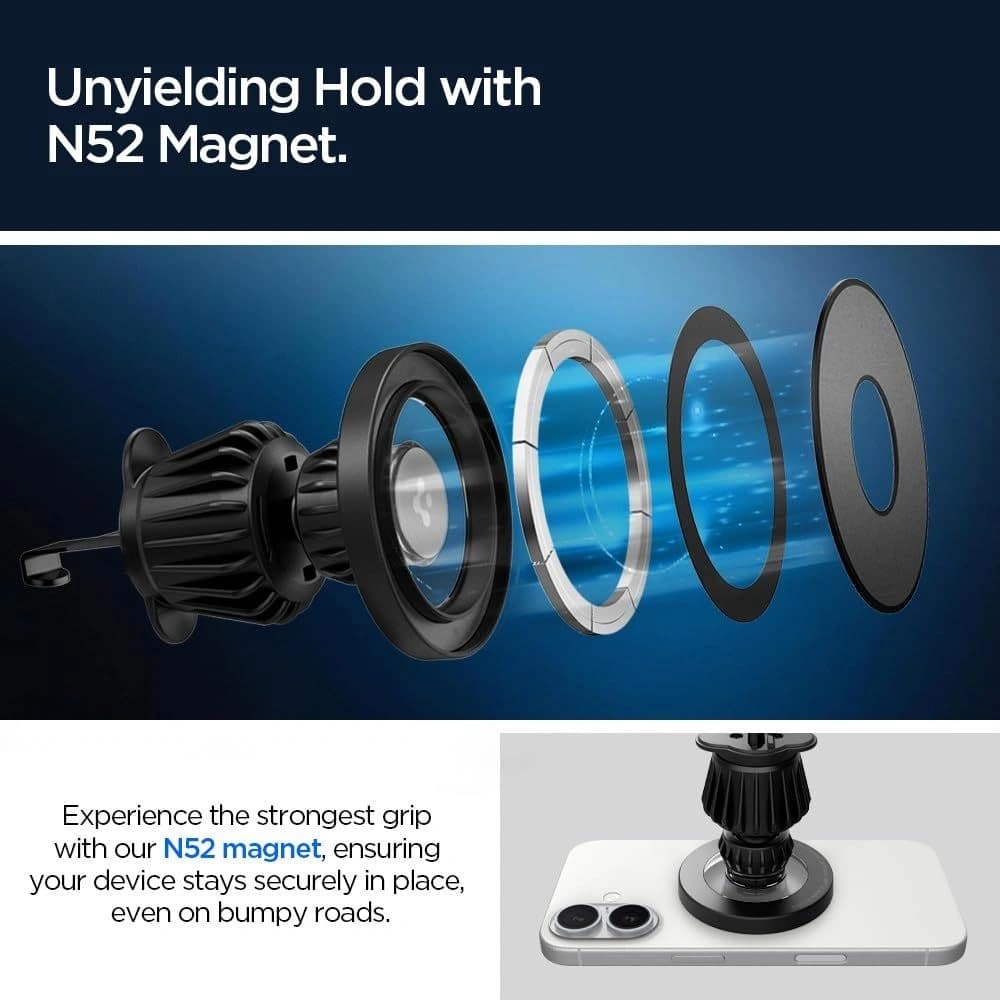 Uchwyt samochodowy na kokpit / do kratki Spigen MFT13 Magnetic MagSafe Dashboard & Vent Car Mount Silver - 9