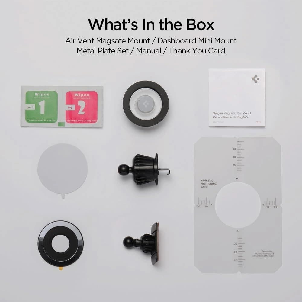 Uchwyt samochodowy na kokpit / do kratki Spigen MFT13 Magnetic MagSafe Dashboard & Vent Car Mount Black - 11