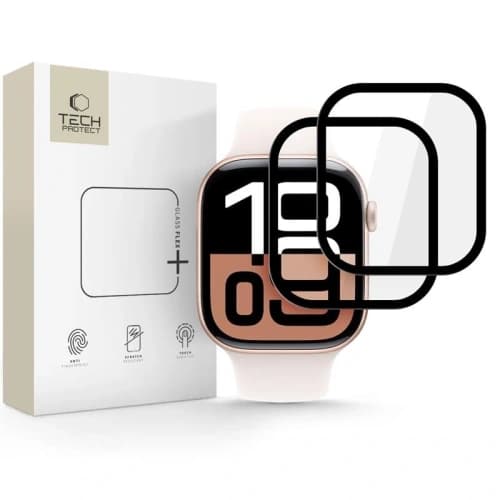 Szkło hybrydowe Tech-Protect Glass Flex+ do Apple Watch 10 / 11 42mm Black [2 PACK]