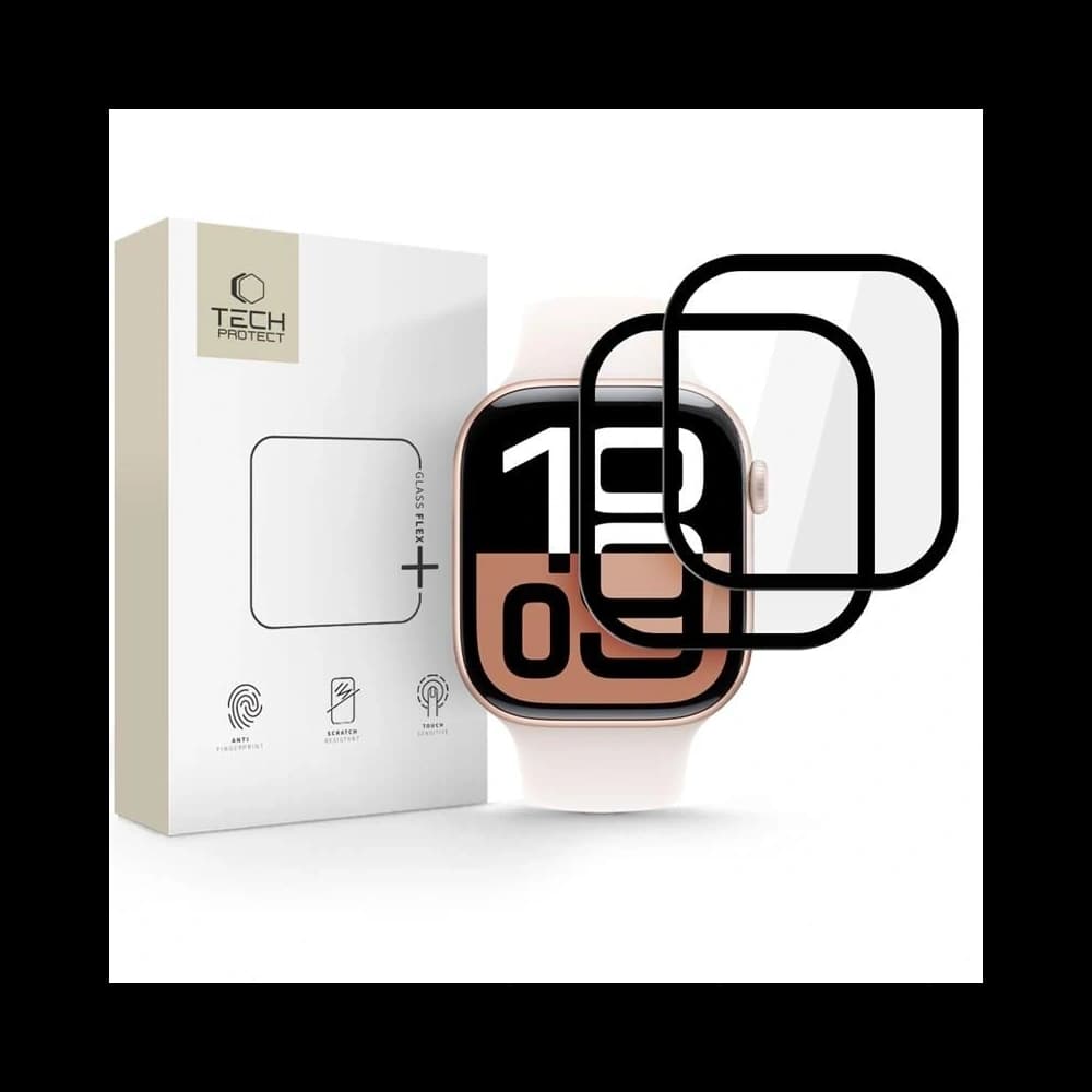 Hybrid glass Tech-Protect Glass Flex+ for Apple Watch 10 / 11 42mm Black [2 PACK] - 1