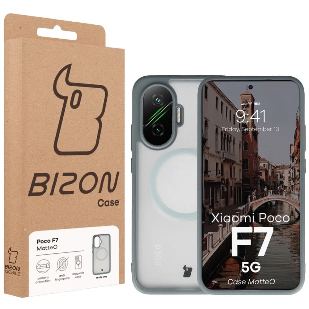 Etui z pierścieniem magnetycznym Bizon Case MatteO do Xiaomi POCO F7 przydymione-szare - 7