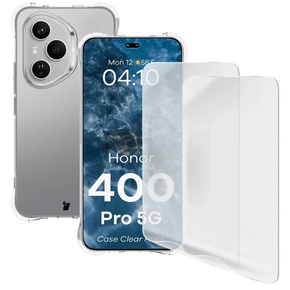 Bizon Case Clear Pack Hülle + 2x Displayschutzfolie für Honor 400 Pro - 1
