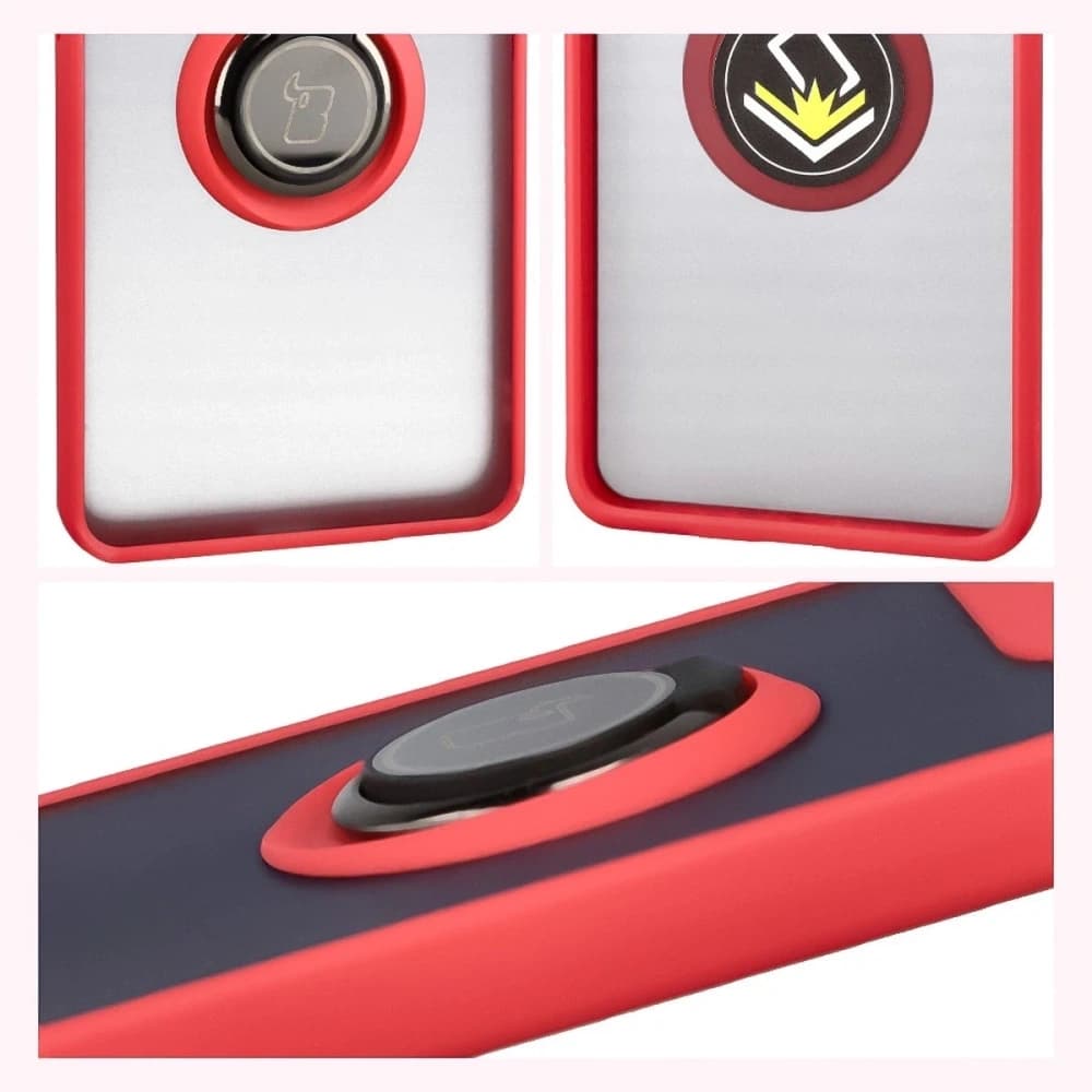 Bizon Case Hybrid Ring Motorola Edge 60 Pro rauchgrau mit rotem Rahmen - 4